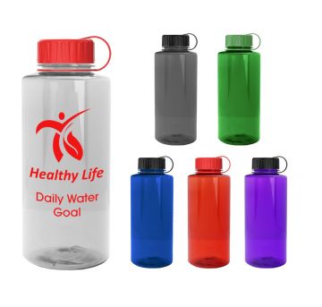 Recycled Large Sports Bottle with Tethered Lid